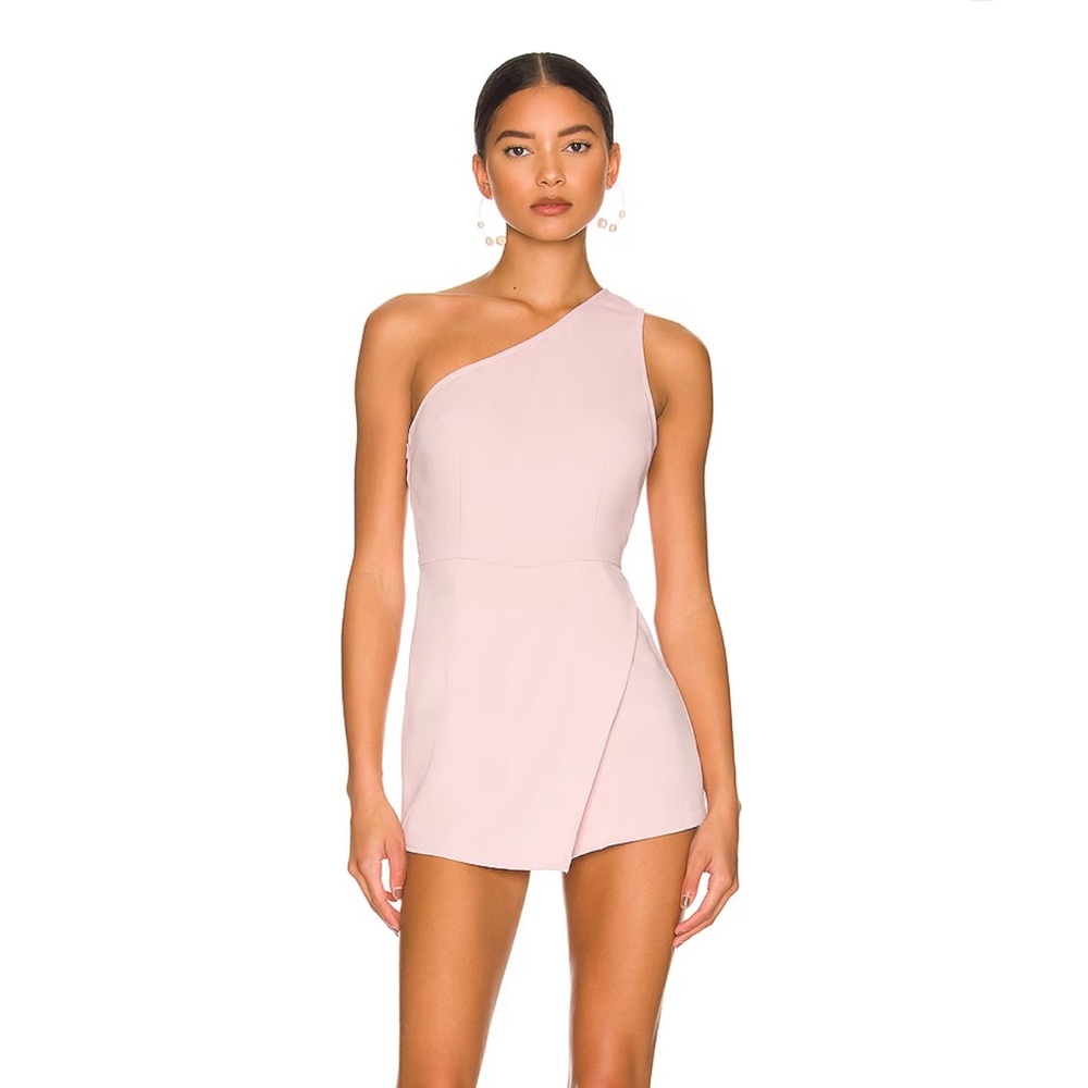 SUPERDOWN Alexa One Shoulder Romper in Pink